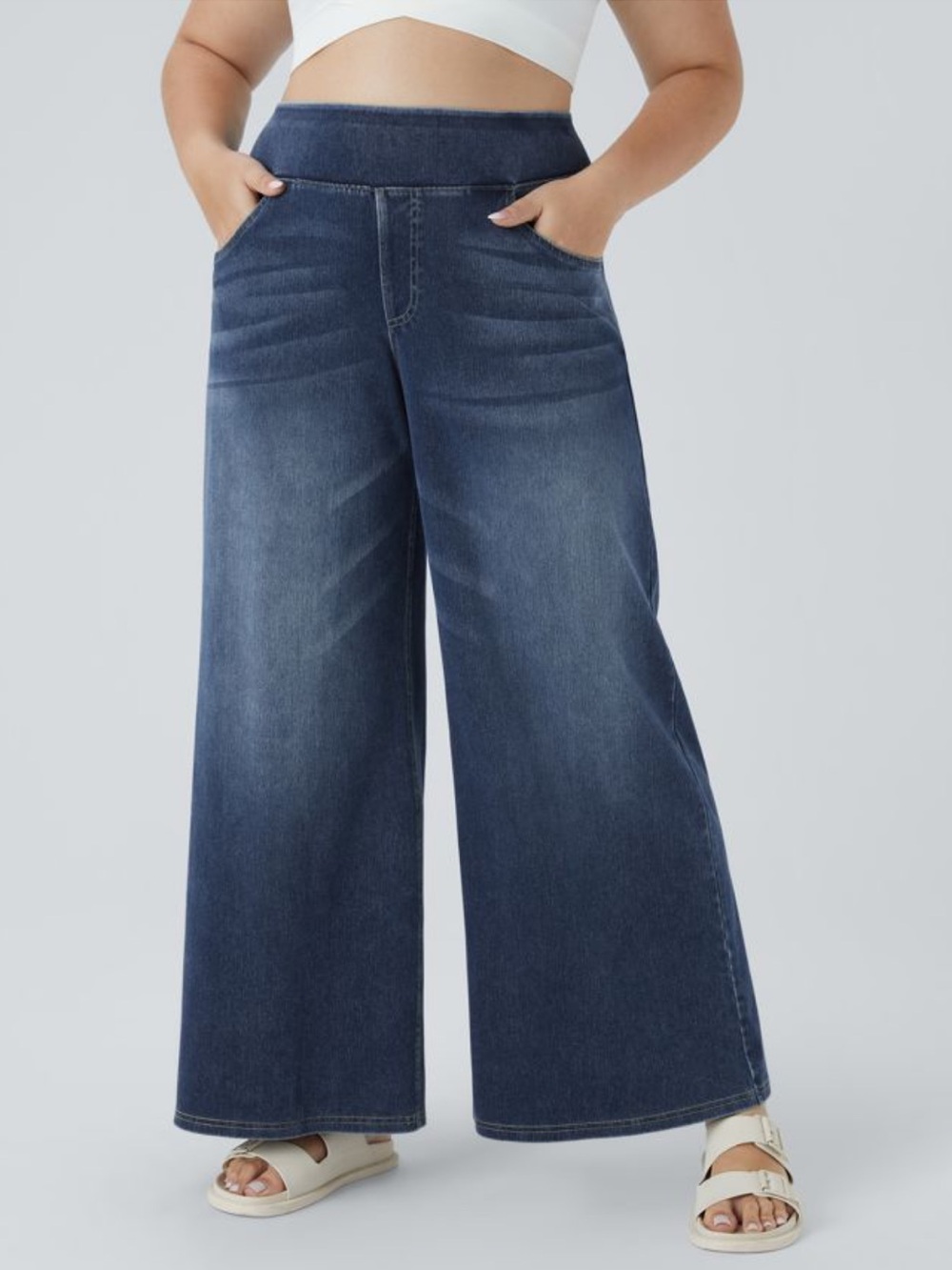 Halara Flex™ High Waisted Pockets Baggy Wide Leg Washed Casual size XL petite